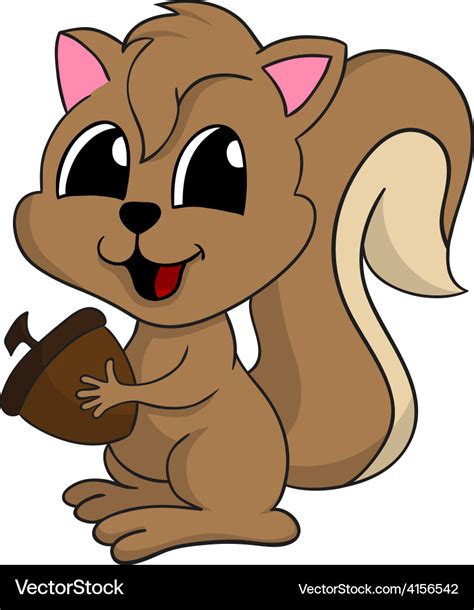 Cartoon of a cute squirrel with nut Royalty Free Vector