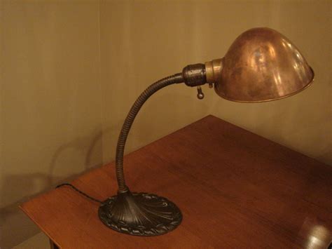 Antique Desk Lamp in Patinated Brass and Copper by Aladdin Co. at 1stDibs