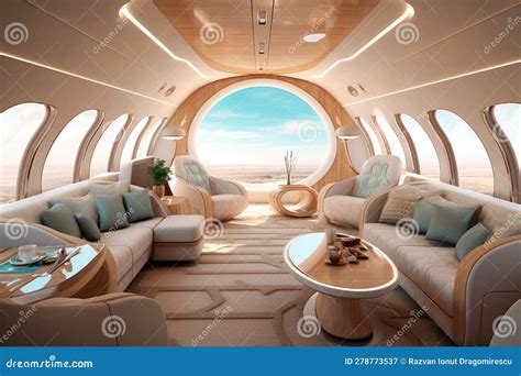 Private Jet S Futuristic Modern Interior, Where Sleek Design Elements ...