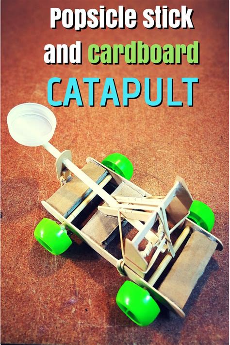 Popsicle stick catapult with wheels. This is the original prototype I ...