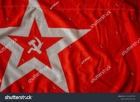 Red Hammer Sickle Flag Symbol Communist Stock Photo 2132142793 ...