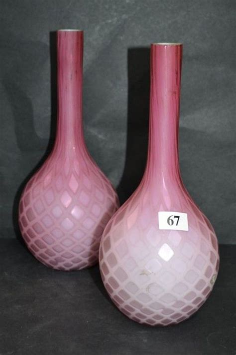 Pink Satin Glass Vases (one damaged) - British - Victorian - Glass