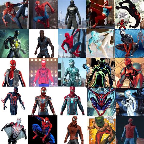 Photo collage of all confirmed/leaked costumes! : r/SpidermanPS4