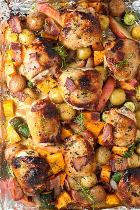 Sheet Pan Chicken and Roasted Harvest Vegetables | Recipe | Recipes, Sheet pan recipes, Sheet ...