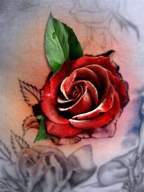 45+ Awesome 3D Flower Tattoos Designs – Best 3D Flower Images | Rose ...