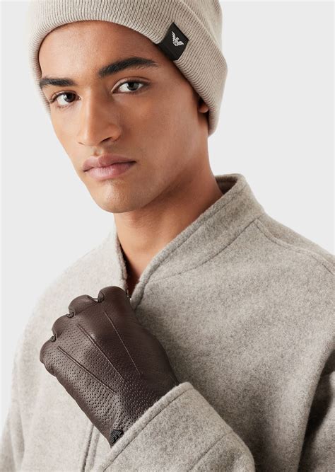 Leather touchscreen gloves | EMPORIO ARMANI Man