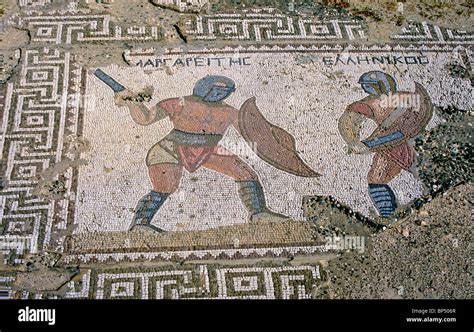 Mosaic Floor In The House Of The Gladiators Kourion Curium Cyprus Mediterranean Europe Stock ...