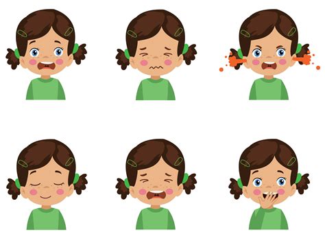 cute kid face expression emoji emoticon set 14831159 Vector Art at Vecteezy