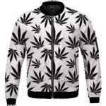 Marijuana Cool And Awesome Pattern Navy Blue Bomber Jacket - Saiyan Stuff