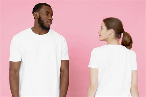 Front and Back of the T-Shirt on a Man and Woman Mockup (FREE) - Resource Boy