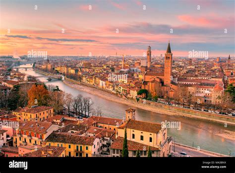 Verona, Veneto, Italy. Panoramic view of Verona from Piazzale Castel San Pietro Stock Photo - Alamy