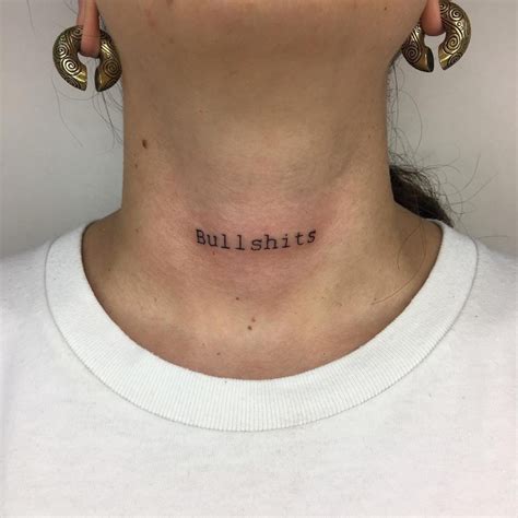 Bullshits tattoo on the neck - Tattoogrid.net