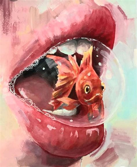 Goldfish in a Red Bowl Painting
