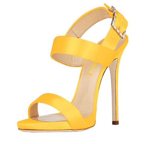 Must Have! Yellow Slingback Heels Satin Open Toe Stiletto Heels Sandals #shoes #fashions ...