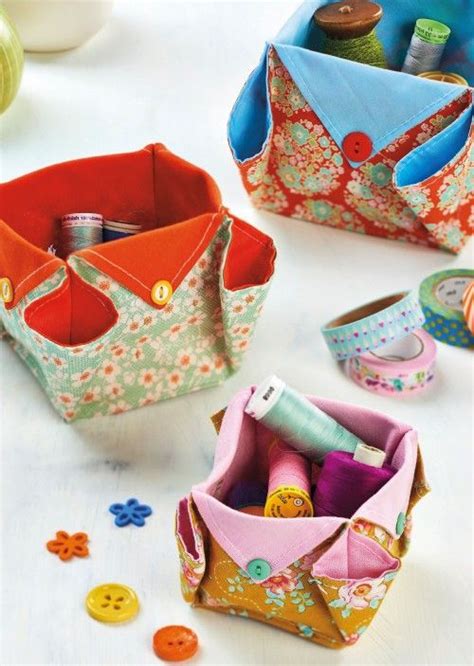 Origami Fabric Boxes - Free sewing patterns - Sew Magazine in 2022 | Fabric origami, Fabric ...