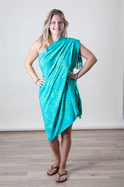 Dyed with the traditional Indonesian batik method, the colors on this batik sarong are bright ...