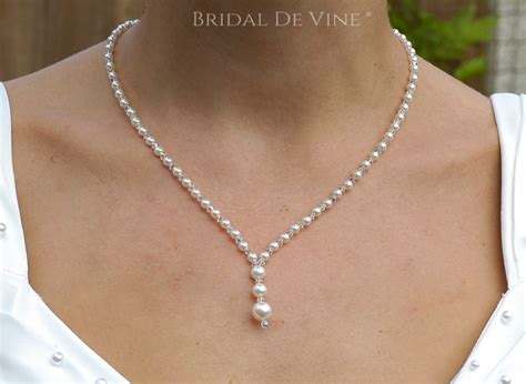 Sterling Silver Pearl & Crystal Backdrop Necklace ‘Lacie’ | Backdrops necklace, Necklace, Bridal ...