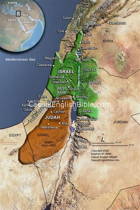 Map of Judah and Israel - Casual English Bible