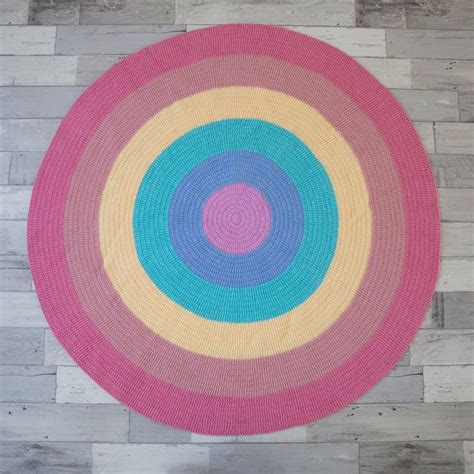 Rainbow Nursery Round Rugs made with 100% cotton wool in | Etsy | Soft nursery rug, Kids rugs ...