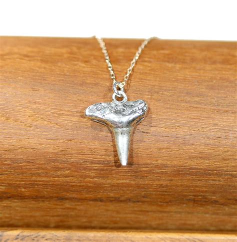 Silver shark tooth necklace, shark tooth pendant, surfer necklace, mens necklace, Hawaii ...