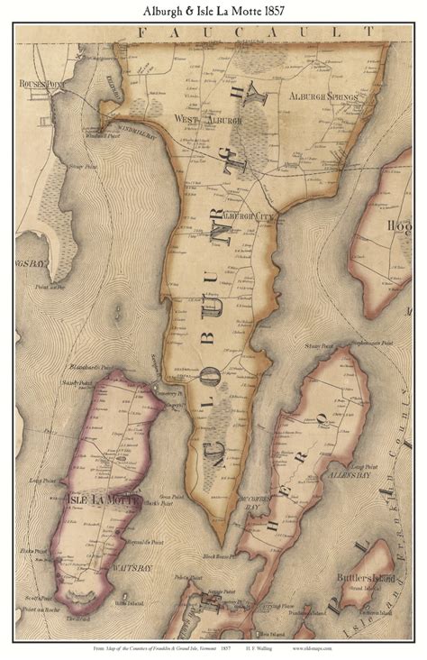 Alburgh & Isle La Motte, Vermont 1857 Old Town Map Custom Print ...