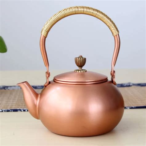 1.2L handmade copper teapot glass samovar ceramic enameled from clay ...