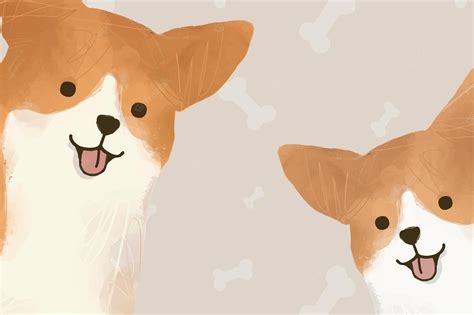 🔥 Download Vector Cute Corgi Dog Background Hand Drawn Illustration by @mfisher34 | Corgi Laptop ...