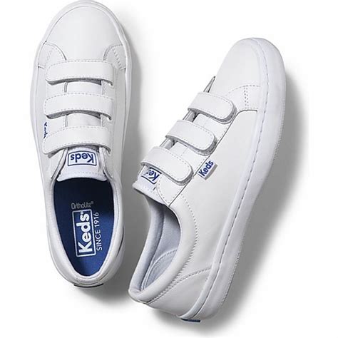 BNIB Keds white leather velcro strap sneaker shoes, Women's Fashion, Footwear, Sneakers on Carousell