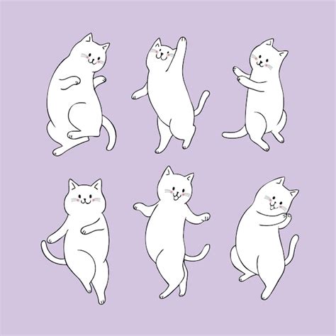 Premium Vector | Cartoon cute cat dancing vector.