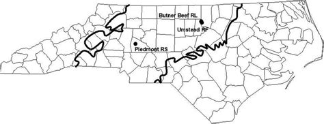 Map of North Carolina with the Piedmont region delineated and sampling... | Download Scientific ...