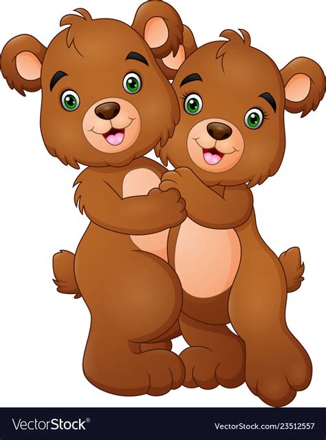 Cartoon bear couple hugging Royalty Free Vector Image