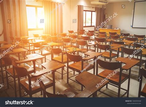 Empty School Classroom Many Wooden Chairs Stock Photo 1304355538 | Shutterstock