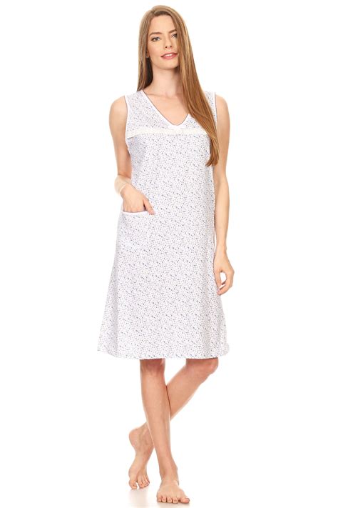 Lati Fashion - 910 Womens Nightgown Sleepwear Cotton Pajamas - Woman Sleeveless Sleep Dress ...