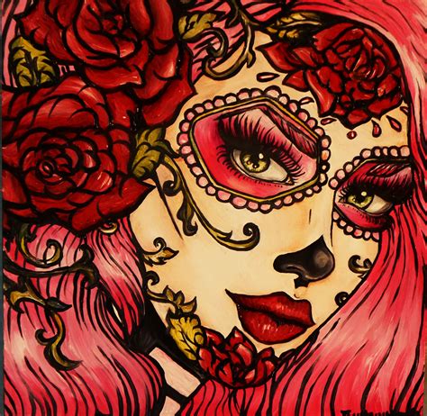 Pink Day of the Dead Girl Painting on Behance