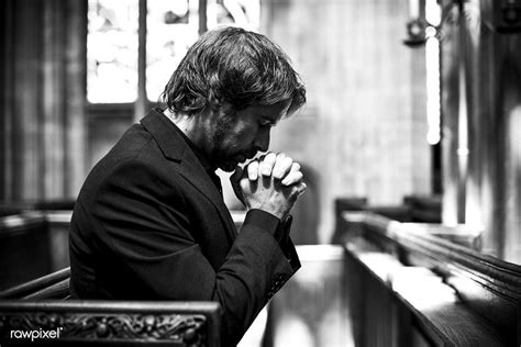 Lonely Christian man praying in the church | free image by rawpixel.com ...