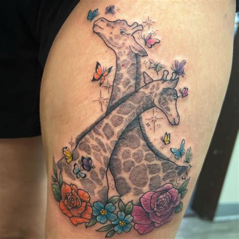 Mother And Baby Giraffe Tattoo