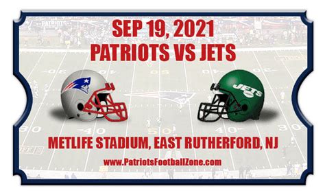 New England Patriots vs New York Jets Football Tickets | 09/19/21