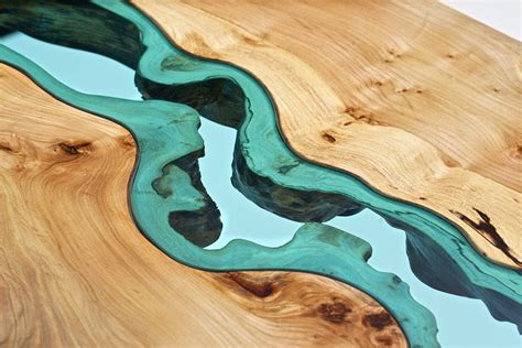 Table Topography: Wood Furniture Embedded with Glass Rivers and Lakes by Greg Klassen wood table ...