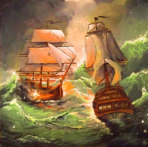 Pirate Ship Battle- by lydonrose | War art, Art, Pirates