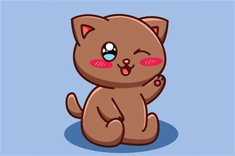 A Cute and Happy Brown Cat Cartoon Graphic by neves.graphic777 · Creative Fabrica