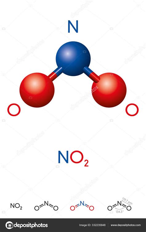 Nitrogen dioxide, NO2, molecule model and chemical formula ⬇ Vector Image by © Furian | Vector ...