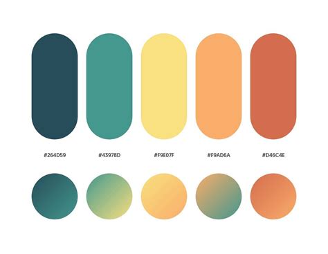 32 belles palettes de couleurs avec leurs palettes de dégradés correspondantes
