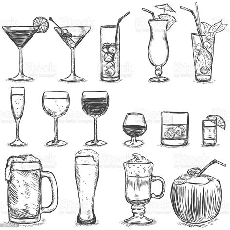 a drawing of different types of drinks