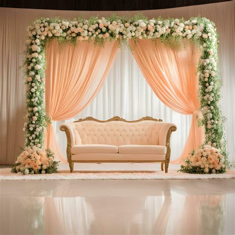 AI generated an elegant wedding stage with a couch and flowers 36516111 ...