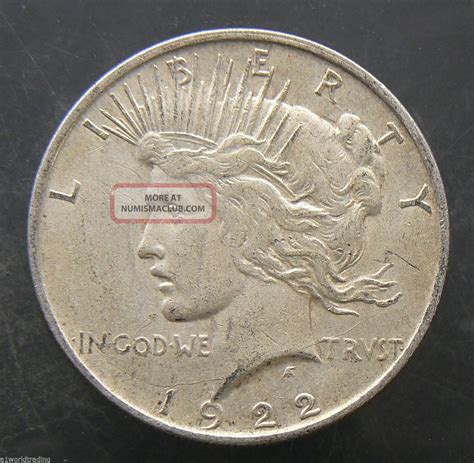 1922 - D Peace Liberty Silver One Dollar Coin