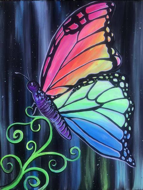 Blacklight butterfly | Neon art painting, Butterfly art painting, Diy canvas art painting