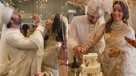 Alia Bhatt-Ranbir Kapoor raise a toast to new beginnings, cut stunning wedding cake