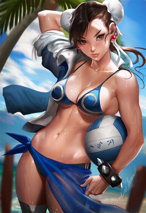 Wallpaper : anime, cartoon, black hair, realistic, comics, Chun Li, swimwear, clothing ...