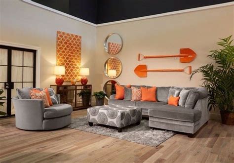 Orange And Grey Living Room Decor - DECORHJ