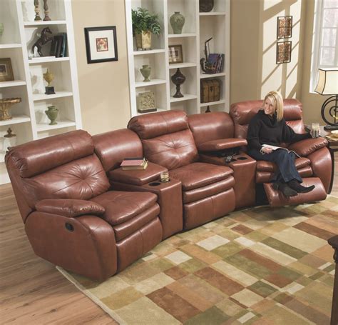 Leather Recliner Sofa With Cup Holders